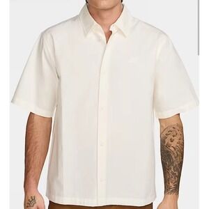 Mens Nike‎ Club Woven Short Sleeve Button Down Shirt Sail HJ2029-133 Sz Med NWT